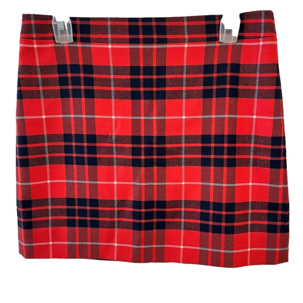J. Crew Wool Blend Mini Skirt Red Blue White Womens 4 Twee Coquette Gilmore Girl